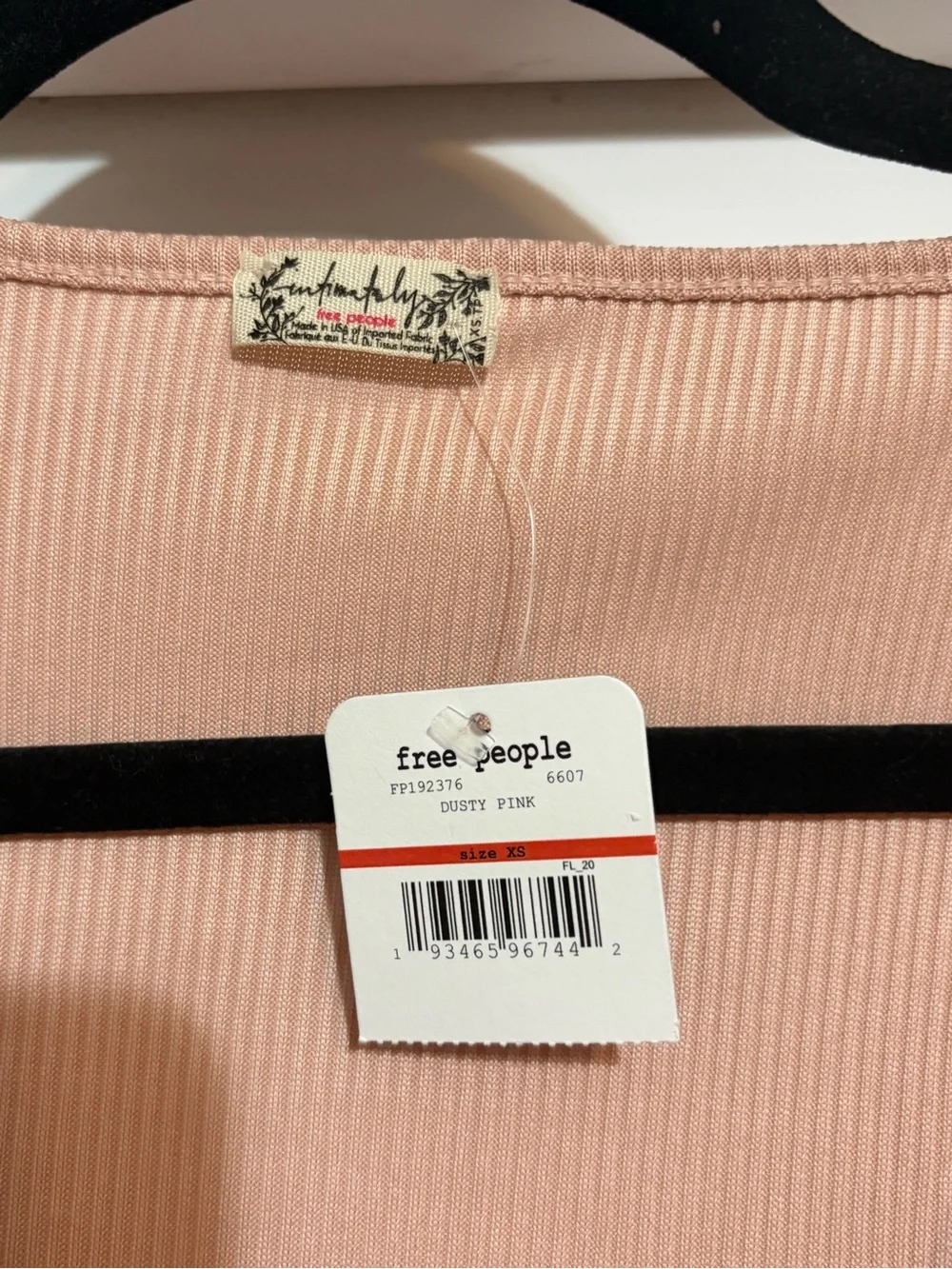 NWT. Free People Charli Ribbed V-Neck Bell Sleeve Bodysuit - Blush